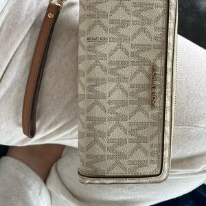 Michael Kors Tan Monogram Wristlet